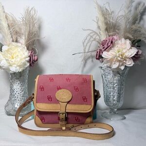 Red & Tan Dooney & Bourke Signature Canvas Vachetta Leather Crossbody bag